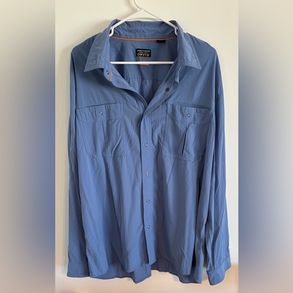 Orvis Other - Orvis Light Blue Shirt with Orange Trim
